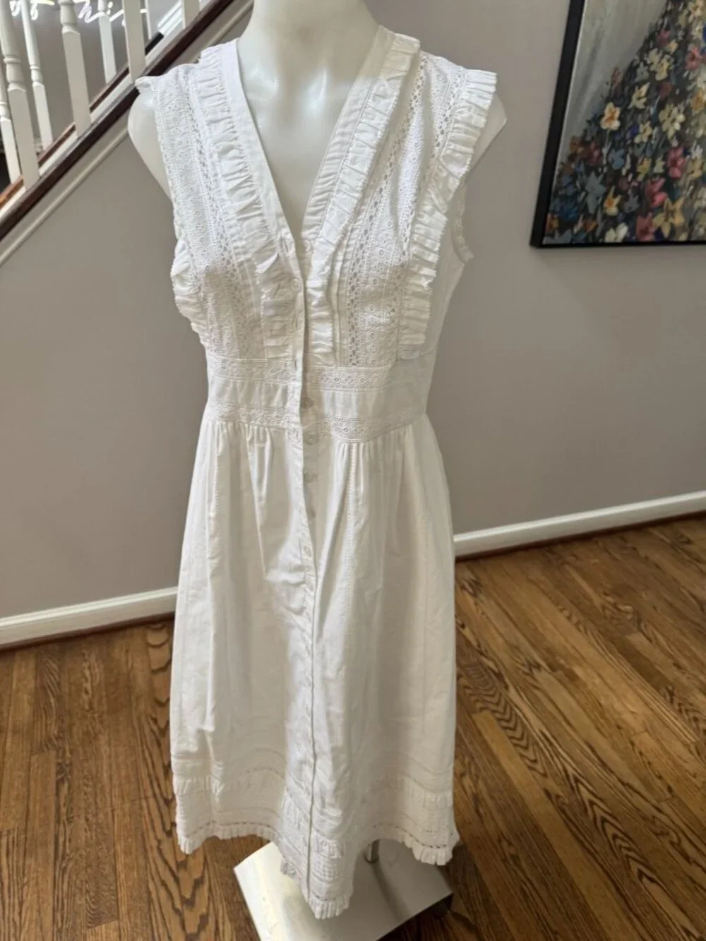 NWT Sea NY Lilli Eyelet Midi Dress White Cotton Size 4 - Picture 3 of 5
